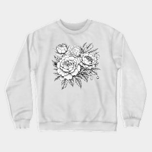 Black and white flowers pattern Crewneck Sweatshirt